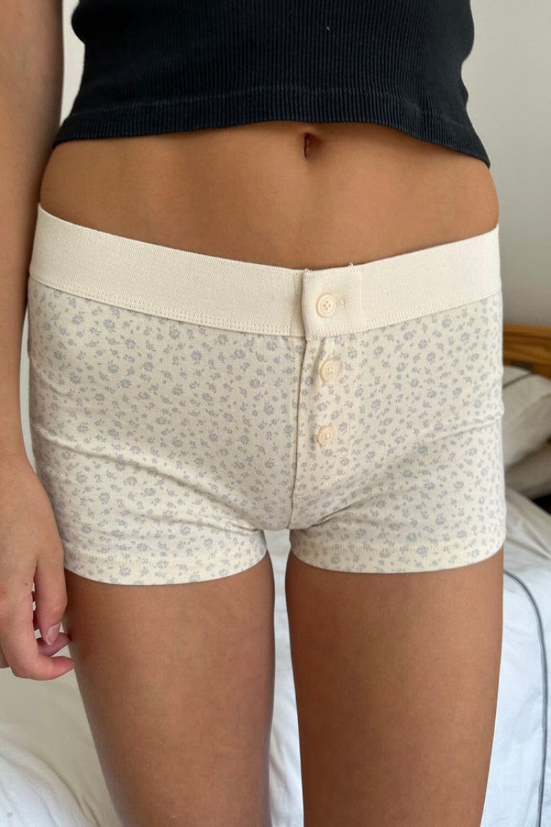 Sous Vêtement Brandy Melville Boyshort Floral Blanche Violette | LXT-11090676